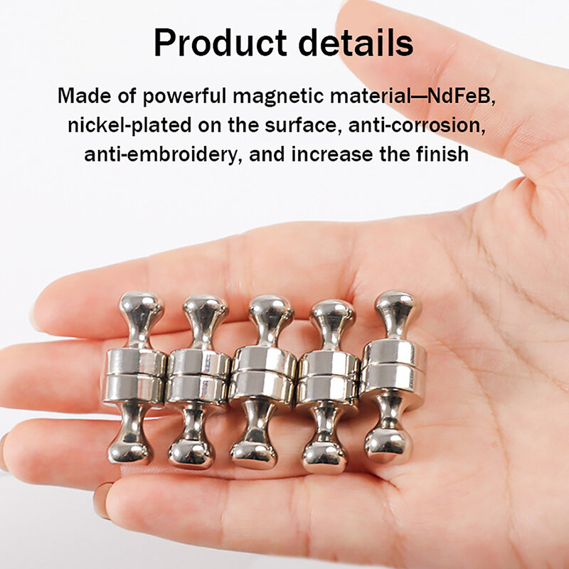 Punaises magnétiques en néodyme pour bureau, 6 pièces, en métal solide, cône en acier inoxydable, aimant pour réfrigérateur, panneau magnétique
