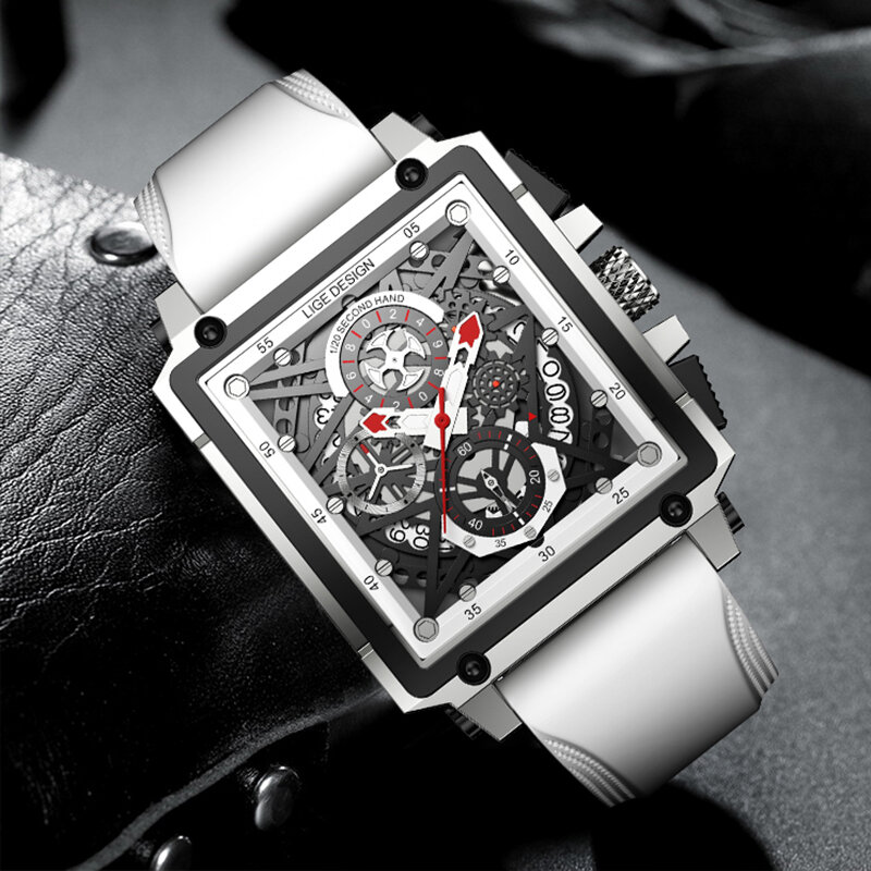 Lige relógio masculino marca de luxo à prova dwaterproof água quartzo quadrado relógios de pulso para homem data esportes silicone relógio masculino relogio masculino