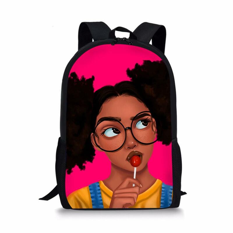 Sac à dos africain à motifs de dessin animé pour filles noires, cartable d'école pour enfants, joli sac de livre pour adolescentes