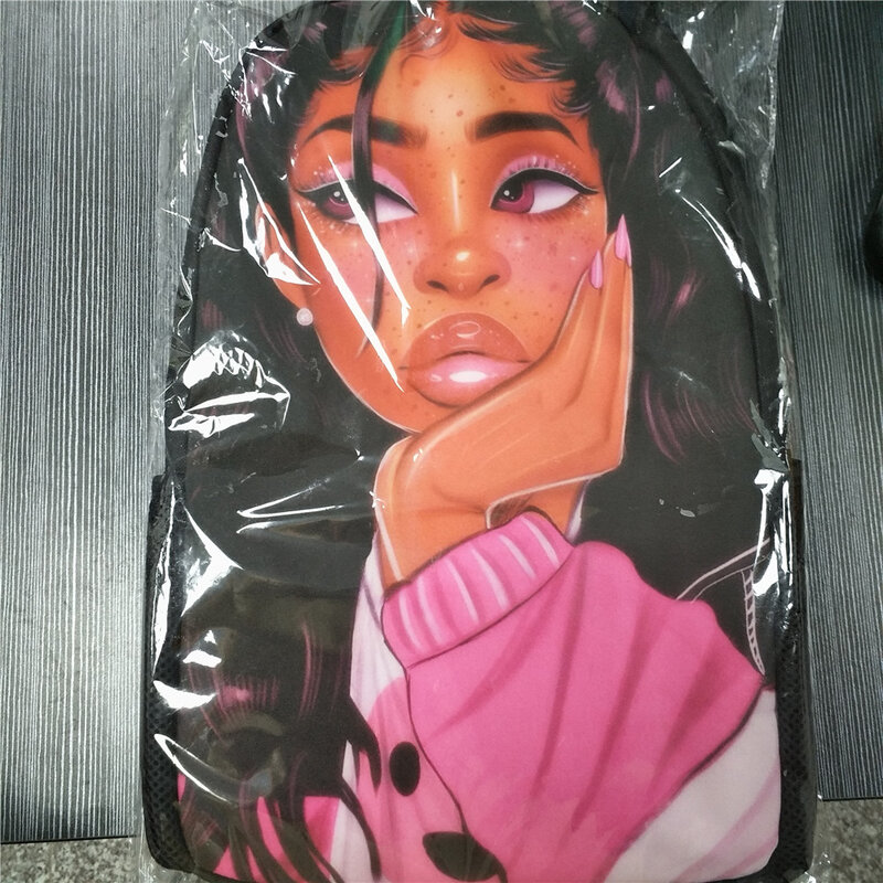 Set di 3 sacchetti di scuola per studenti borsa da scuola con stampa di ragazze africane di arte nera borsa per bambini con tracolla Preppy per bambini