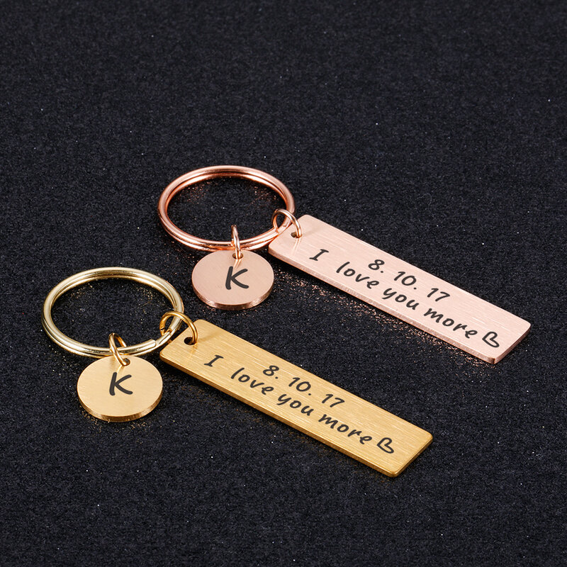 Customized Couples Keychain Anniversary Valentine Day Gift Boyfriend Girlfriend Keyring Husband WomenMen KeyChain Custom Product