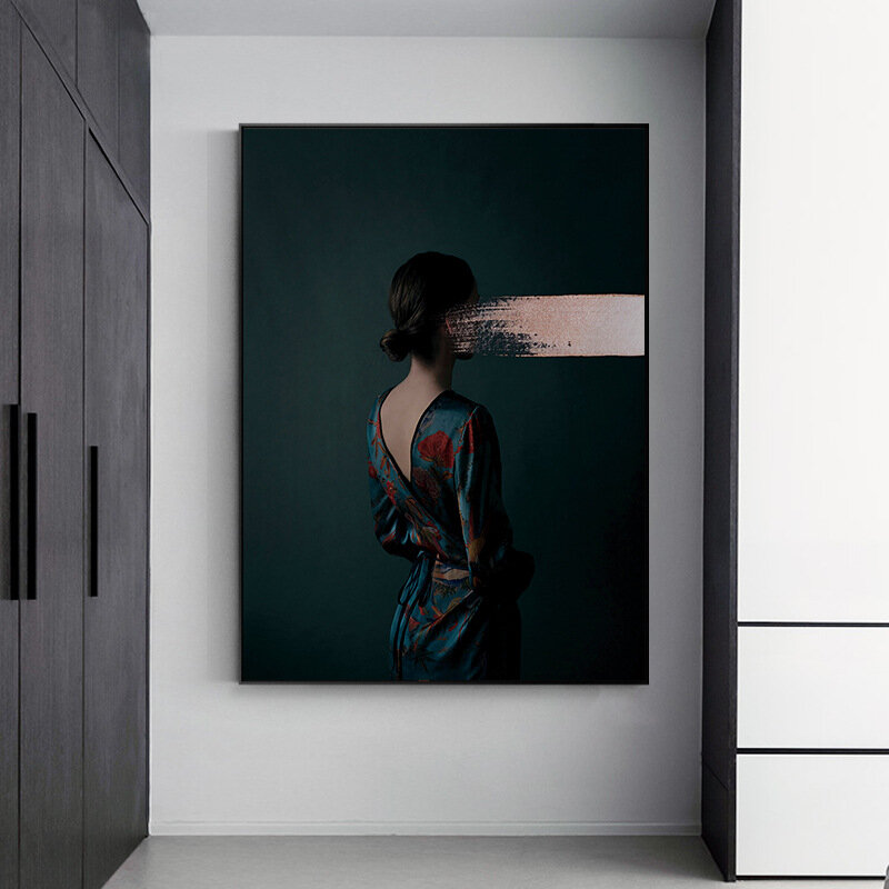 Elegant Beauty Woman Poster Post Modern Style Decorative Picture Figure Canvas Painting for Living Room Hotel Office