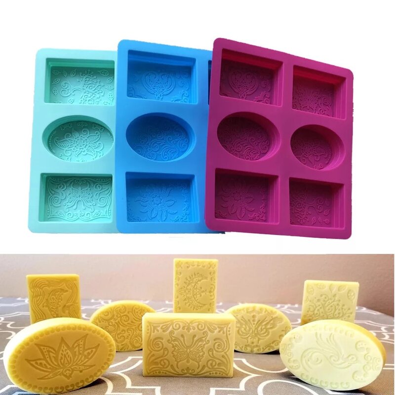 6 buracos 3d moldes de silicone para sabão que faz o molde de sabão deixa sabão que faz moldes de vela molde diy bolo ferramenta de decoração artesanal artesanato