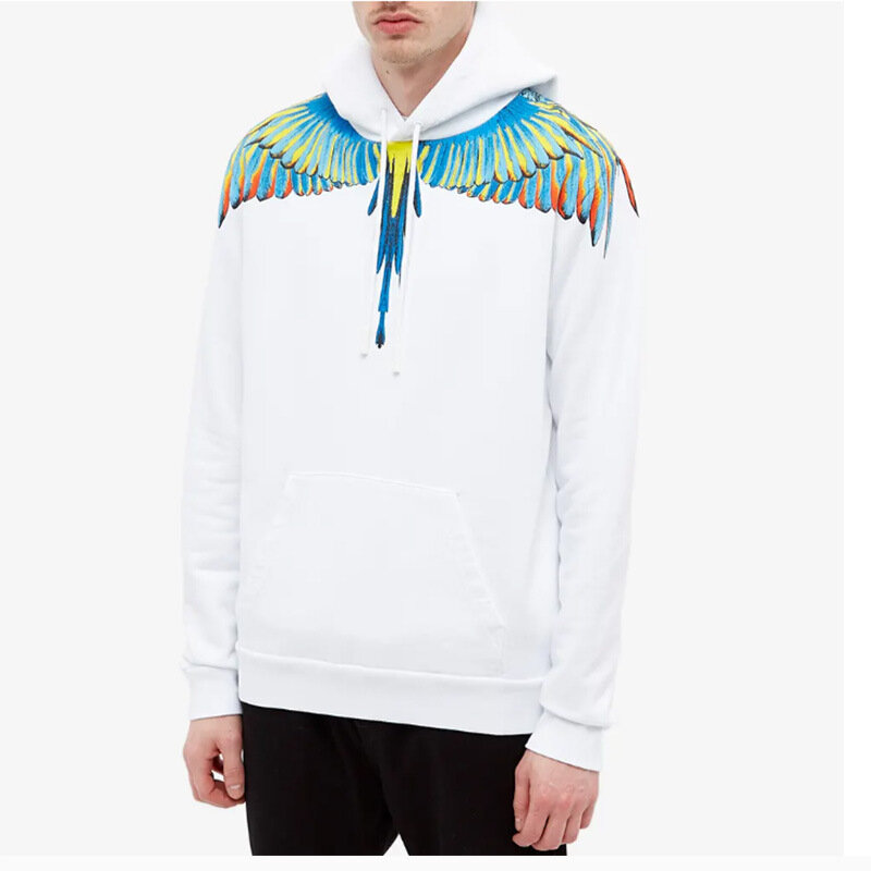 European and American men's hoodie printed color wings hoodie for lovers