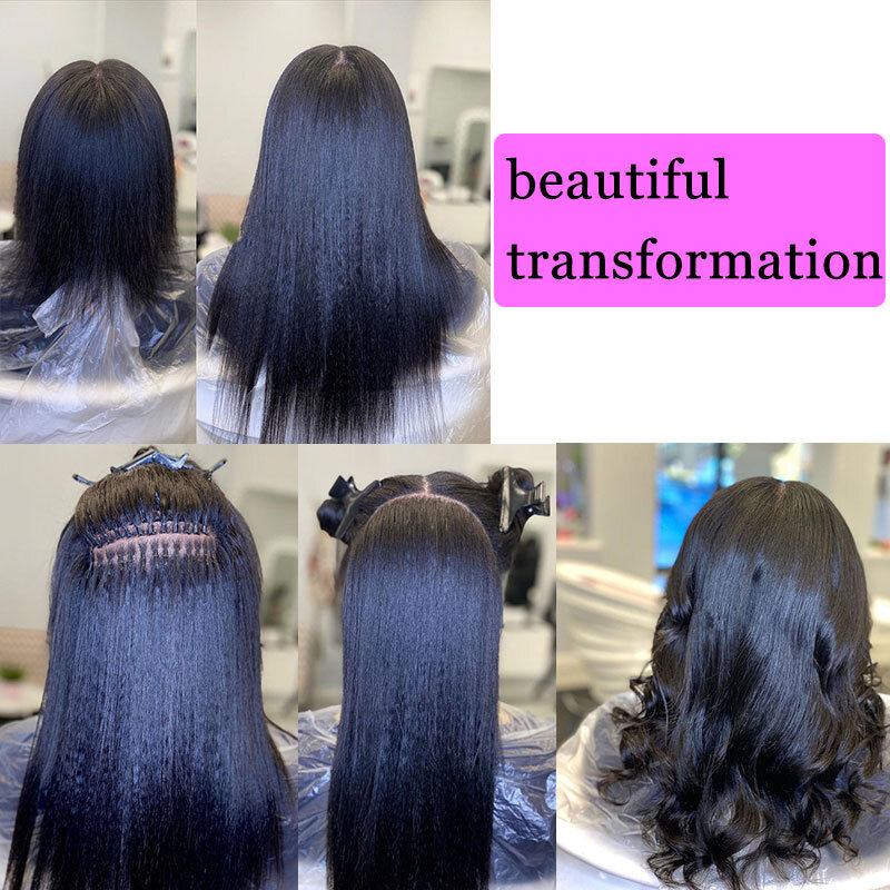 Extensiones de cabello ondulado Yaki rectas, 100% humano virgen, microeslabones, pelo brasileño, Ever Beauty