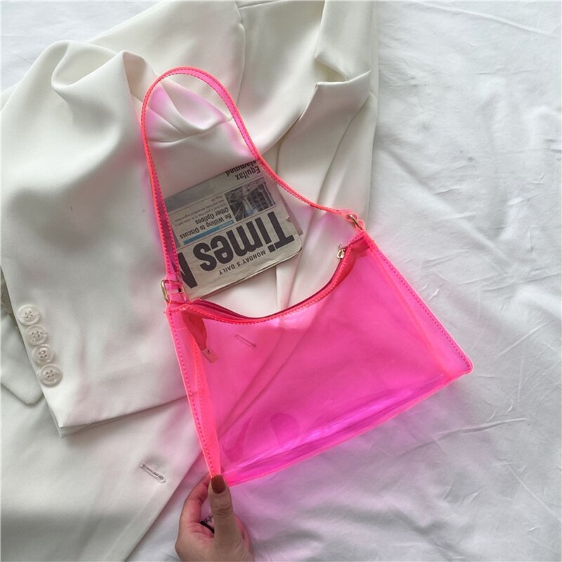 Transparente claro geléia bolsa de ombro sacos para as mulheres elegante festa à noite axilas bolsa feminina