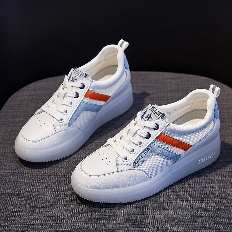 AIYUQI-zapatos blancos de malla para mujer, zapatillas informales de suela gruesa, aumento de altura, de moda, verano, 2021
