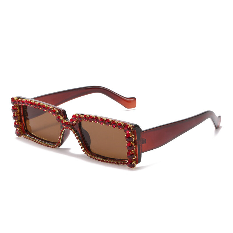 Diament prostokąt okulary przeciwsłoneczne damskie 2021 luksusowa moda kwadratowe okulary mężczyźni Retro czerwona Leopard okulary w stylu Steampunk odcienie UV400