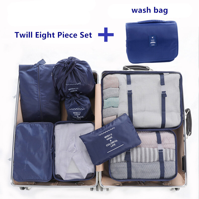 Hohe Qualität 9 teile/satz Koffer Organisieren Lagerung Tasche Tragbaren Kosmetik Tasche Kleidung Unterwäsche Schuhe Verpackung Set Reise Make-Up Tasche