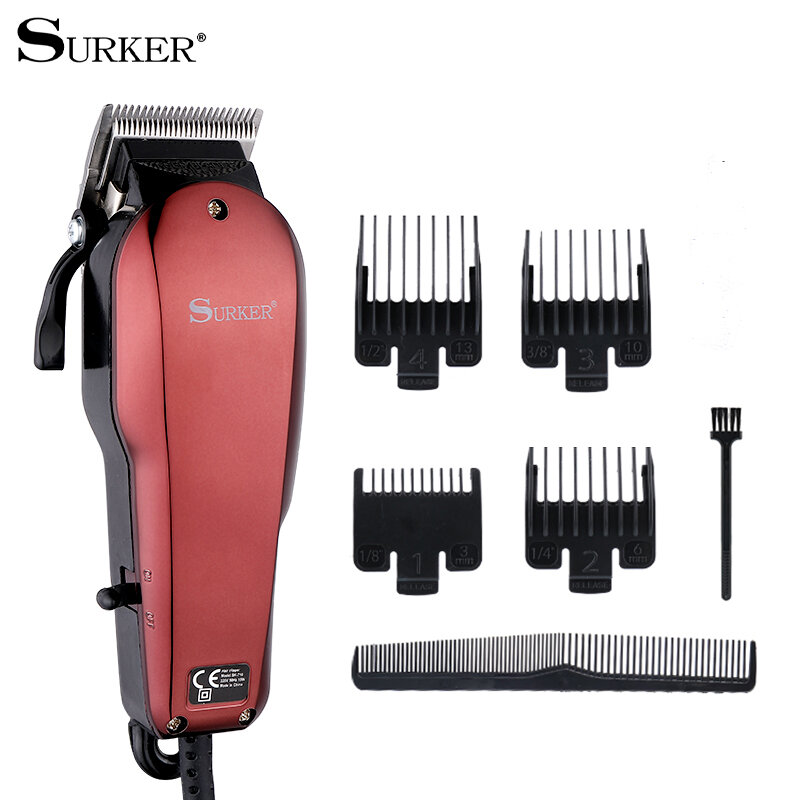 Surker 10w com fio barbeiro máquina de cortar cabelo aparador de cabelo profissional para homens cabeça cortador de cabelo elétrico corte de cabelo