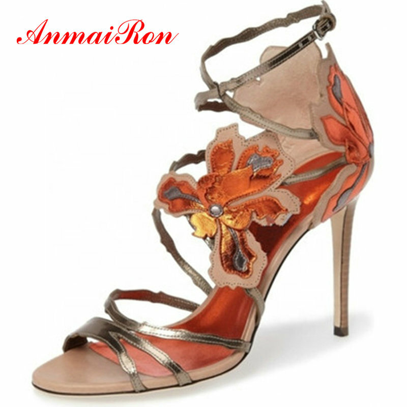 Женские босоножки на высоком каблуке ANMAIRON, элегантные базовые свадебные туфли из искусственной кожи, пикантная обувь на тонком каблуке, с к...