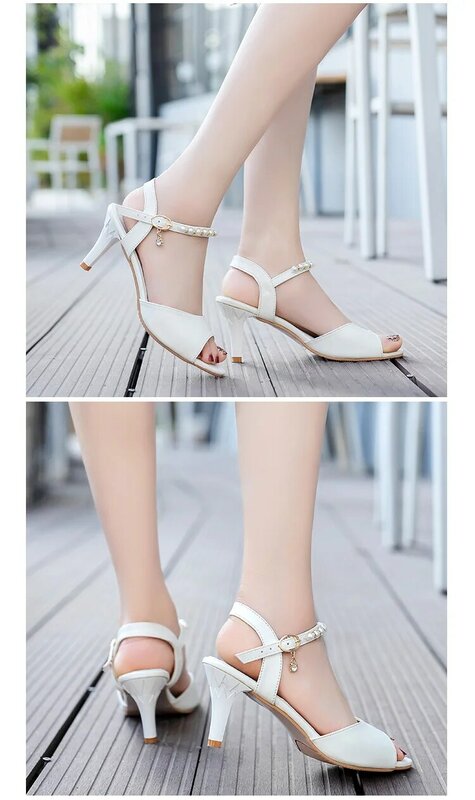 Sandales à talons hauts pour femmes, chaussures simples à la mode avec perles, nouveau Style, été, 2021
