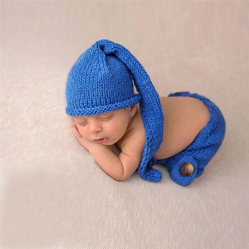 Accessoires de photographie pour nouveau-né, ensemble de chapeaux pour bébé, tenue tricotée, Costume, accessoires de séance Photo