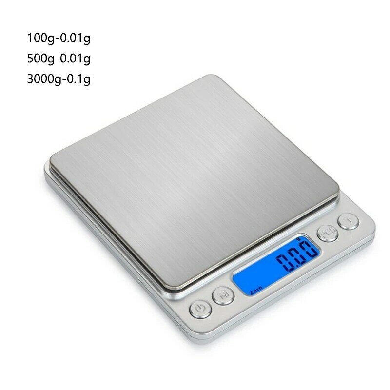 Escala eletrônica do equilíbrio do peso dos gramas 0.01g/0.1g digitas do lcd da precisão 500g/3000g mini para o cozimento do chá que pesa a escala