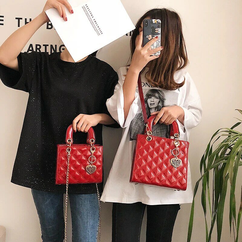 Luxury Brand Tote bag 2021 Fashion New High Quality Patent Leather Women's Designer Handbag Lingge Chain Shoulder Messenger Bag