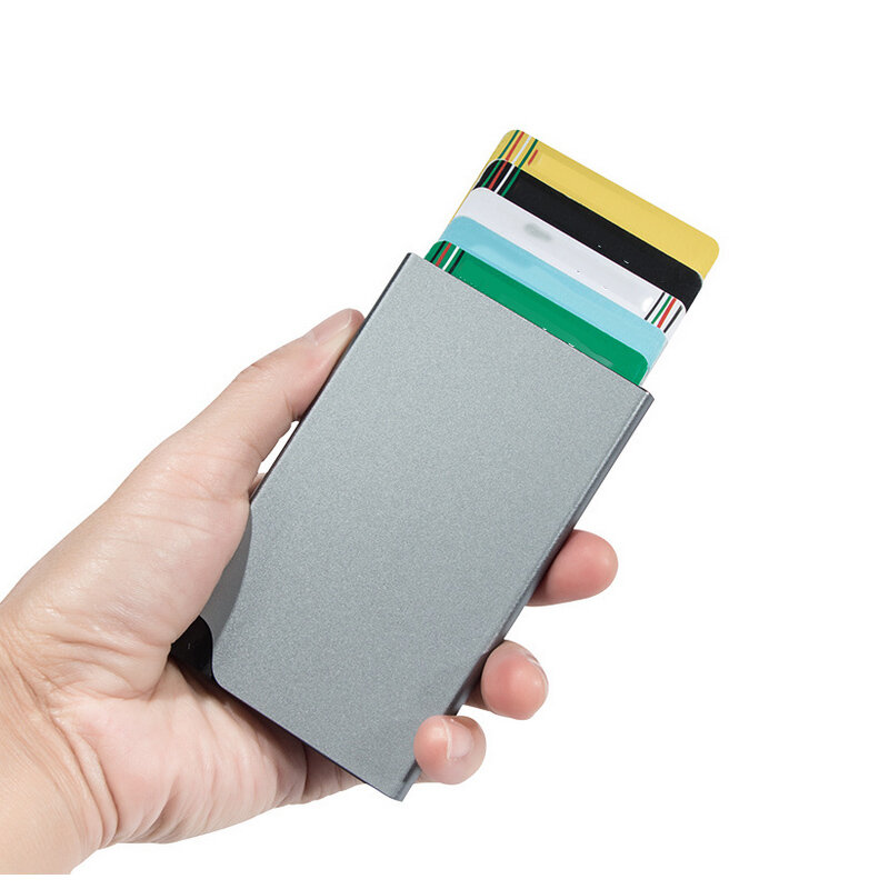 Carteira de metal anti-desgaste para cartões de crédito, carteira masculina de liga de alumínio sem escaneamento para cartões de visita