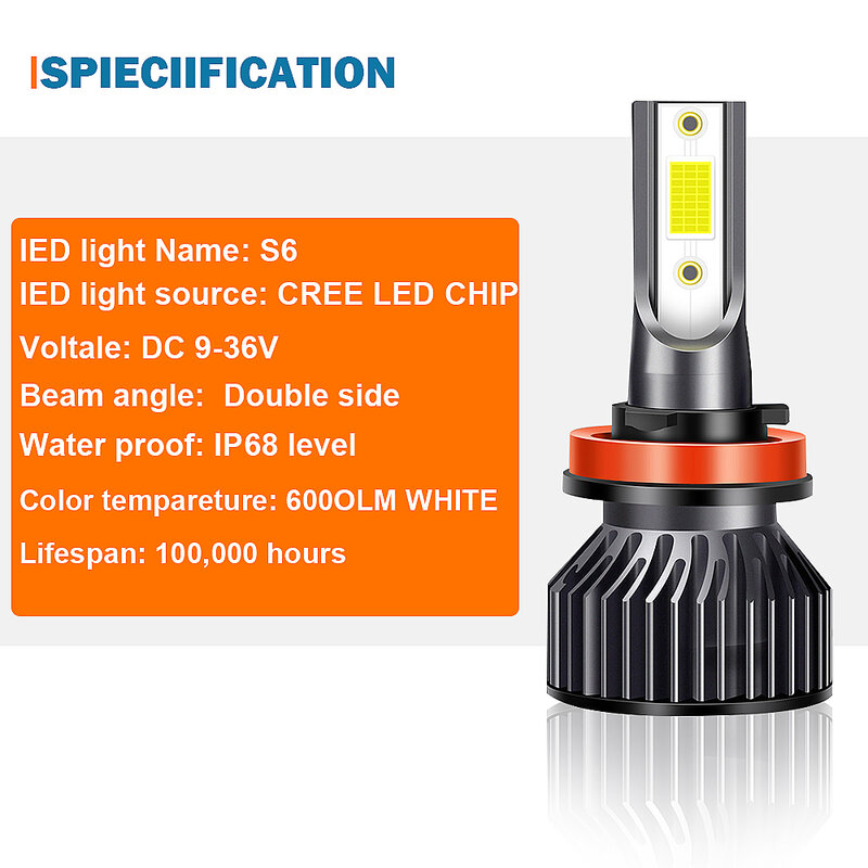 Eliteson-faros LED antiniebla para coche, lámparas H11, S6, H1, H4, H7, 6500K, 12V, 24V, 76W, 9005, 9006, camión, SUV, todoterreno, 2 uds.