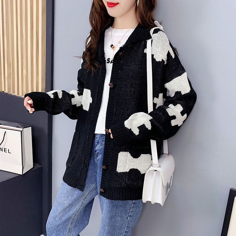 2021 한국어 버전 느슨한 모든 일치 니트 자켓 스웨터 여성 싱글 브래지어 카디건 핫 스타일 니트 탑 겉옷