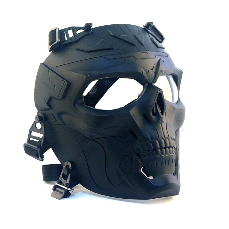 Máscara facial tática assustadora, forma de caveira, resistente a impacto, proteção para o cabelo, acessórios de jogo de festa de halloween
