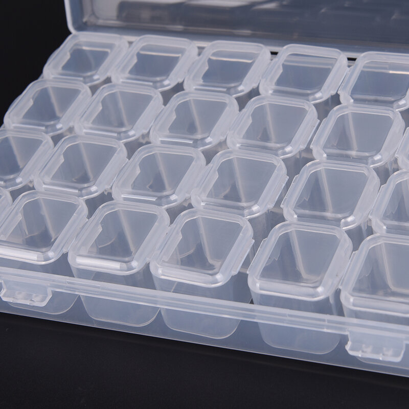 Transparente plástico 28 espaços caixa de armazenamento de jóias ajustável caixa organizador contas