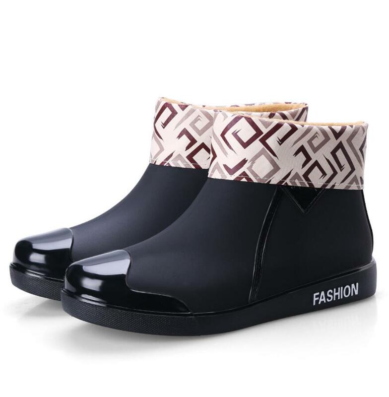 Botas de chuva femininas para outono e inverno, calçado feminino impermeável com plataforma de cobertura removível e borracha