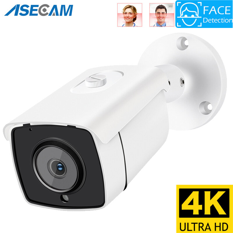 Kamera IP 8MP 4K Audio Luar Ruangan Deteksi Wajah H.265 Onvif Peluru CCTV Rumah Malam Visi IR 5MP POE Kamera Keamanan AI Manusia