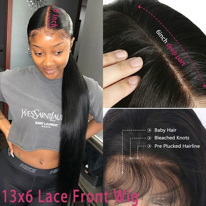 13x4/13x6 Lace Front Human Hair Wigs For Women PrePlucked 4x4 Closure Wig Brazilian Remy Straight Lace Frontal Wig 180% Density