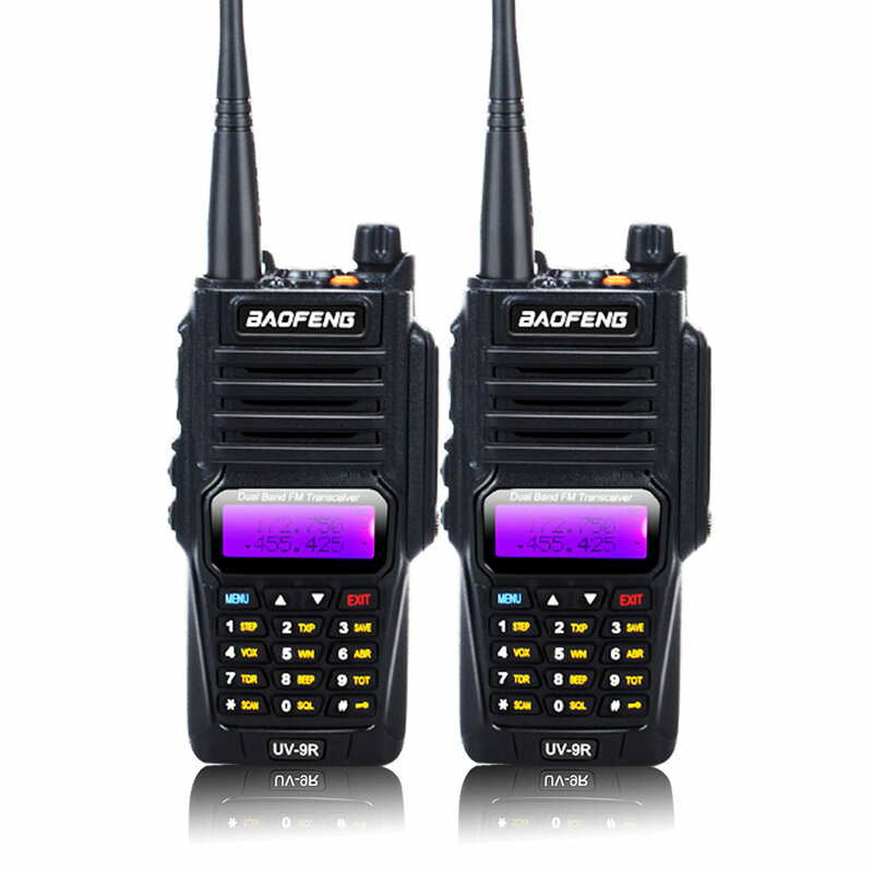 2 stück baofeng UV-9R wasserdicht dual band UHF VHF walkie talkie 8W 128CH radio comunicador uv 9r mit handsree