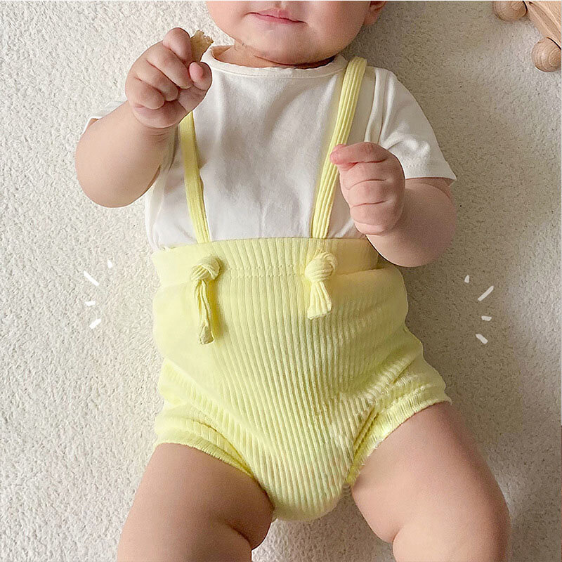Milancel 2021 verão novas roupas de bebê sólido bodysuit roupas recém-nascidos suspender shorts do bebê meninas roupas