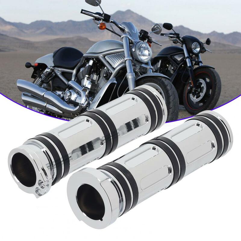 2Pcs Handlebar Grip Bamboo High-density CNC Hand Bar Pad Cover Sleeve Compatible with VRSC/XL/XR/Dyna/Softail/Touring Models