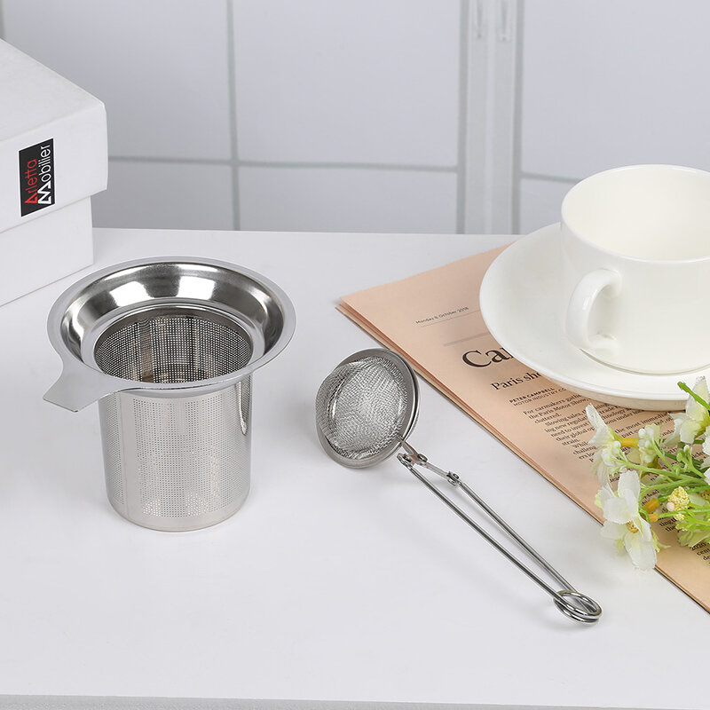 Filtro coador de chá de aço inoxidável, malha para bule coador folha de chá solta acessório de cozinha ferramenta para bebidas