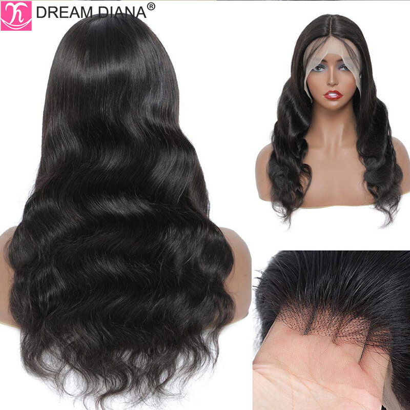 DreamDiana Реми бразильские волнистые волосы, для придания объема парики 13x1 средняя часть парики шнурка из прозрачного кружева 100% шнурка челове...