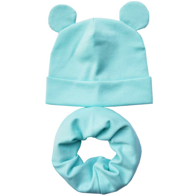 Nowa jesienno-zimowa bawełniana czapka dziecięca zestaw czepków chłopcy dziewczęta czapka z uszami czapki dziecięce komplety dzianinowa czapka dla niemowląt szalik