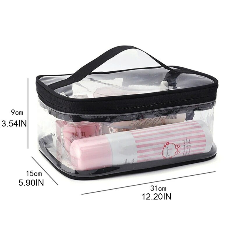 Clear Travel Toiletry Makeup Bag Zipper Waterproof Transparent Organizer