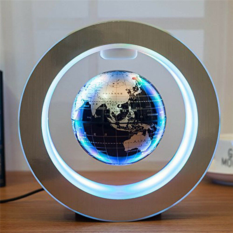 4-дюймовый круглый светодиодный глобус, Магнитный Плавающий глобус, география, левитирующий вращающийся ночник, Карта мира, школьные и офис...