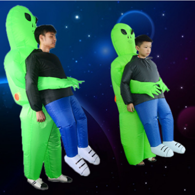 ET-คนต่างด้าว Inflatable Monster เครื่องแต่งกายที่น่ากลัวสีเขียวคนต่างด้าวคอสเพลย์สำหรับผู้ใหญ่ Carnival Purim ...