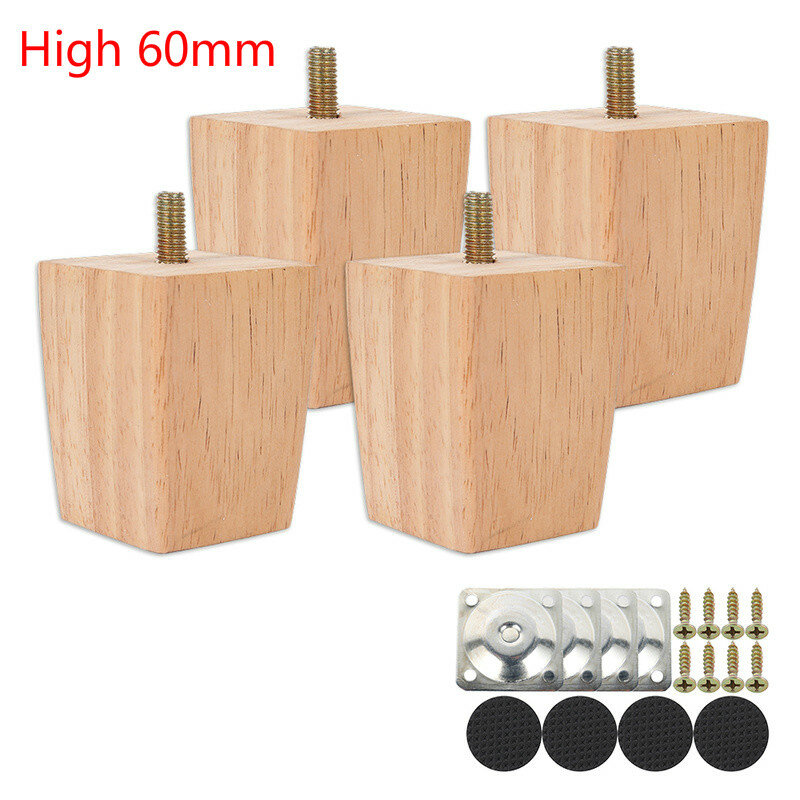4psc Solid Wood Furniture Feets Set Sofa Cabinets Beds Leg Square Legs for Settee Table Home Furniture Accessories 6/10/15cm