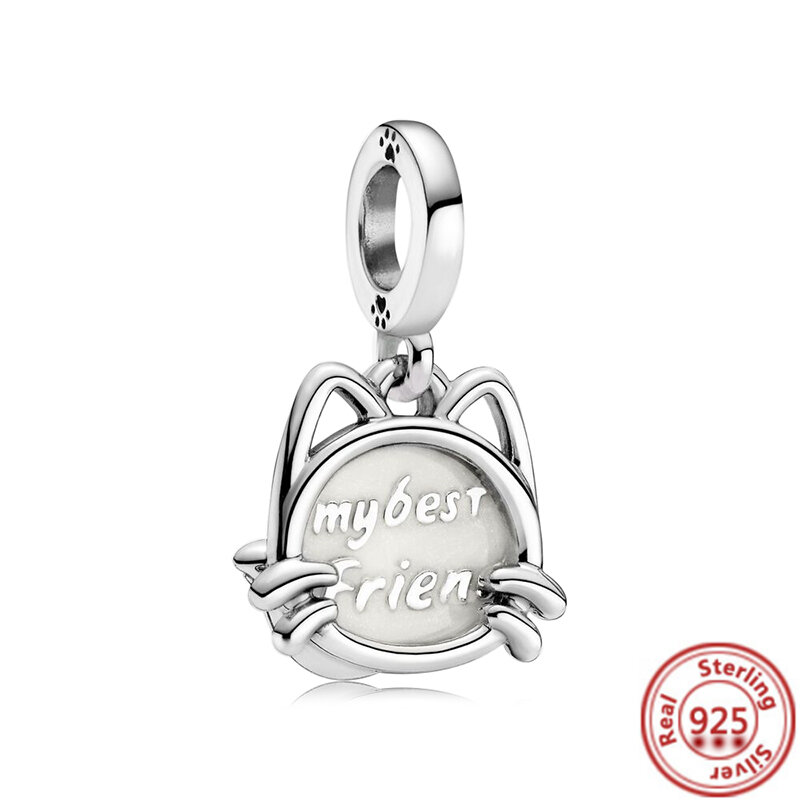 925 Sterling Silver Paw imprint Pet Dog Cat Cute Puppy Pendant Beads Fit Original Pandora Charms Bracelet Women Fine DIY Jewelry