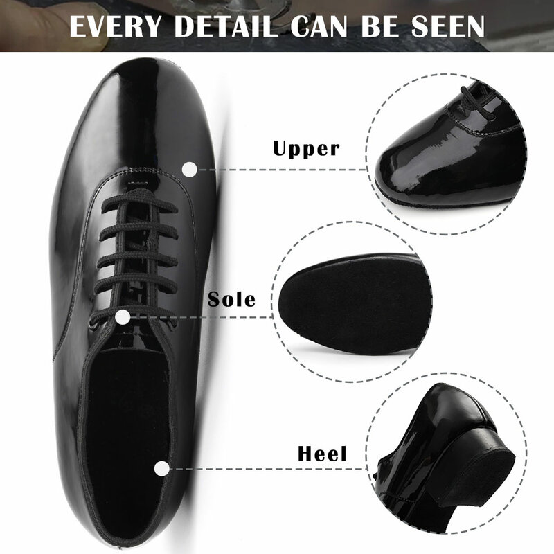 SWDZM Men's Leather Dance Shoes For Man Adults Black Fashion Men Dancing Shoes Men's Latin Ballroom Dance Shoes Soft Size 38-44