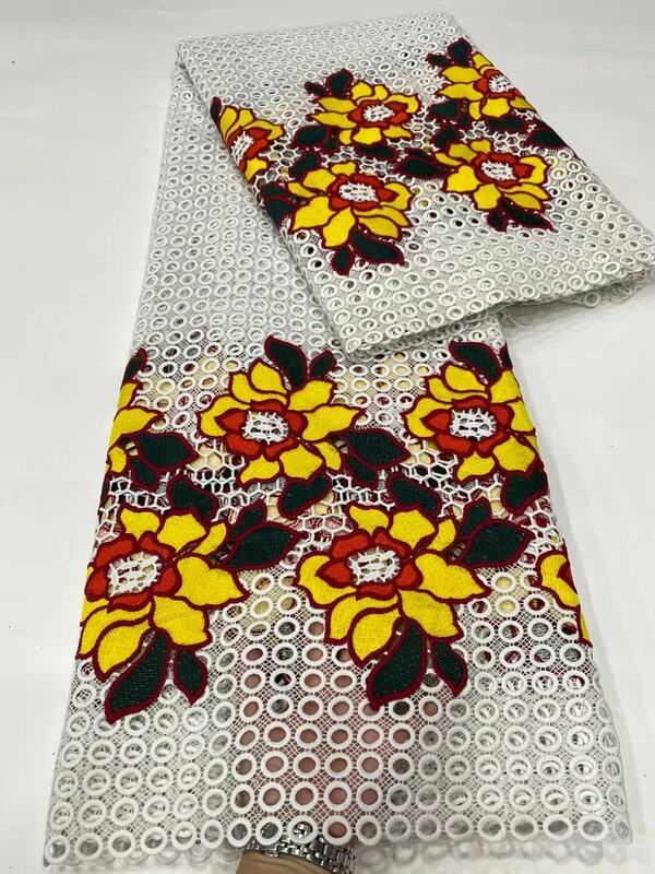Cordón bordado africano de alta calidad, tela amarilla clásica con lentejuelas para vestido de fiesta, NN861-N, 2021