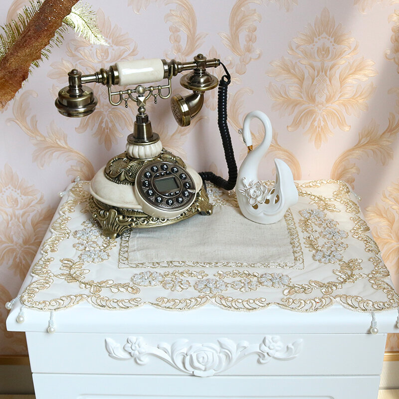 De Lujo europeo bordado con cuentas de encaje de tela de mesa regalo mantel de cocina muebles aparatos paño antipolvo decoración de la boda
