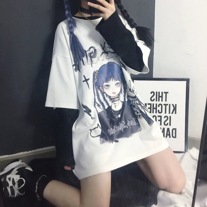 Compre Bonito capivara roupas camiseta feminina vintage t camisa 2023  casual anime topo t camisa manga feminino feminino gráfico