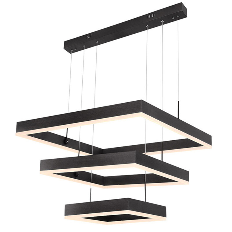 Plafonnier Led carré noir suspendu au design moderne, luminaire décoratif d'intérieur, idéal pour un salon, une salle à manger ou un Loft, 110/220V