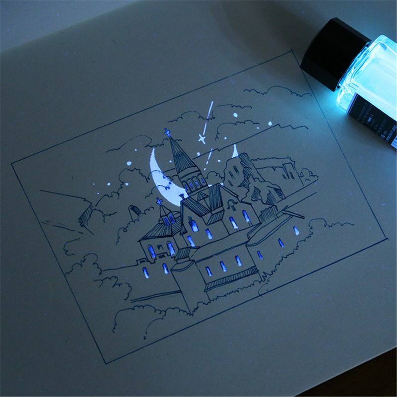Encre Invisible magique de 18ml Non-carbone pour la papeterie créative de cadeau de lumière UV d'encre fluorescente de stylo d'immersion en verre de fontaine