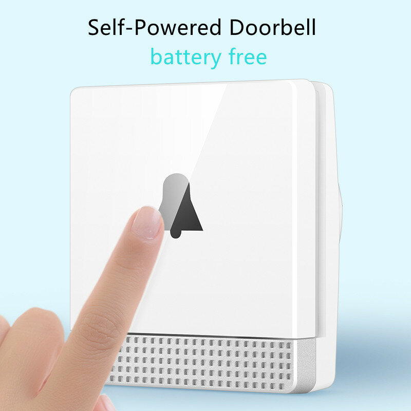 Self-Powered Doorbell Home Security Outdoor Waterproof Wireless No Battery EU/US/UK Plug Mute Door Bell 1 2 button 1 2 Receiver
