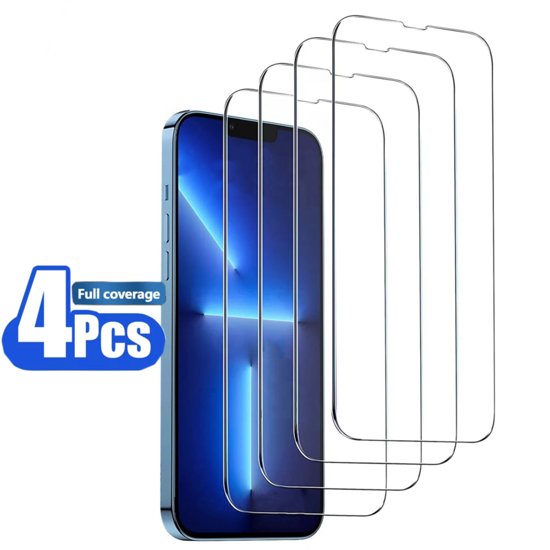 4Pcs Protective Glass For iPhone 13 11 12 Pro Max Mini Screen Protector For iPhone X S XR XS Max 7 8 4 5 6 S Plus Tempered Glass