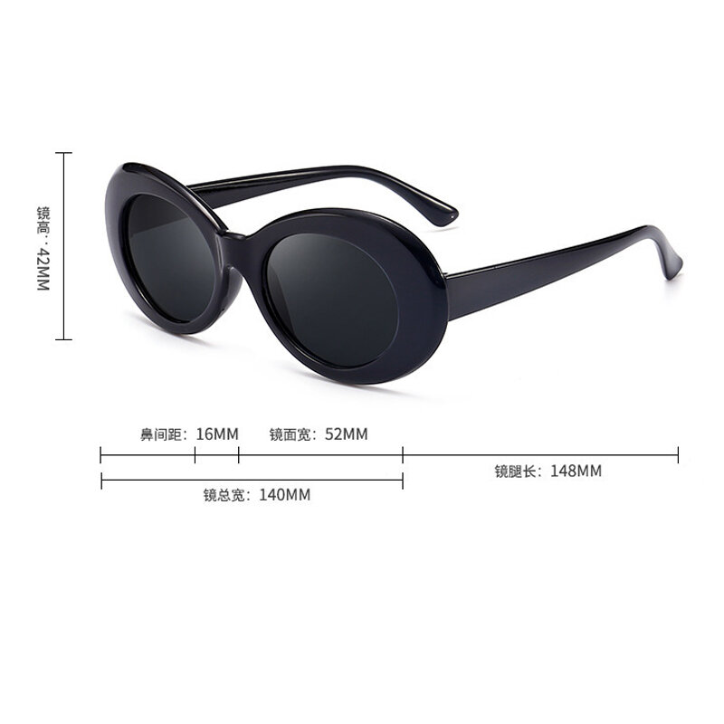Óculos de sol cobain oval feminino, óculos fashion quente vintage retrô uv para mulheres 2021