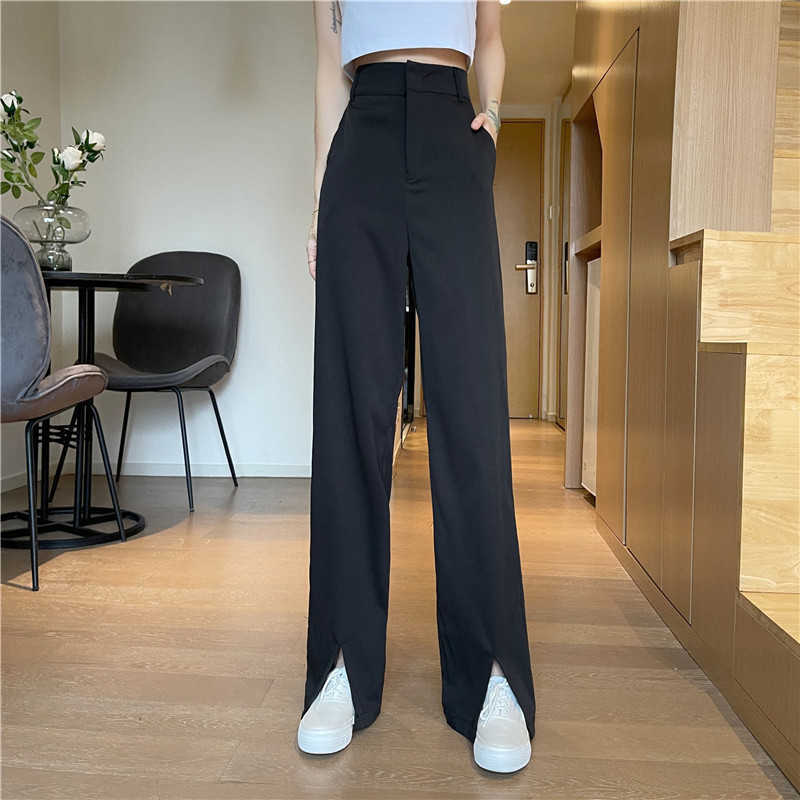 Prawdziwe spodnie szerokie nogawki damskie letnie cienkie 2021 nowe małe
