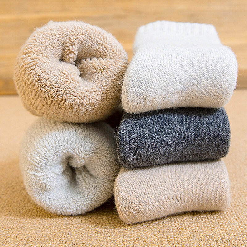 Chaussettes en laine véritable pour enfants, chaussettes thermiques, épaisses, douces et chaudes pour bébés, pour garçons et filles, collection hiver, WZ02