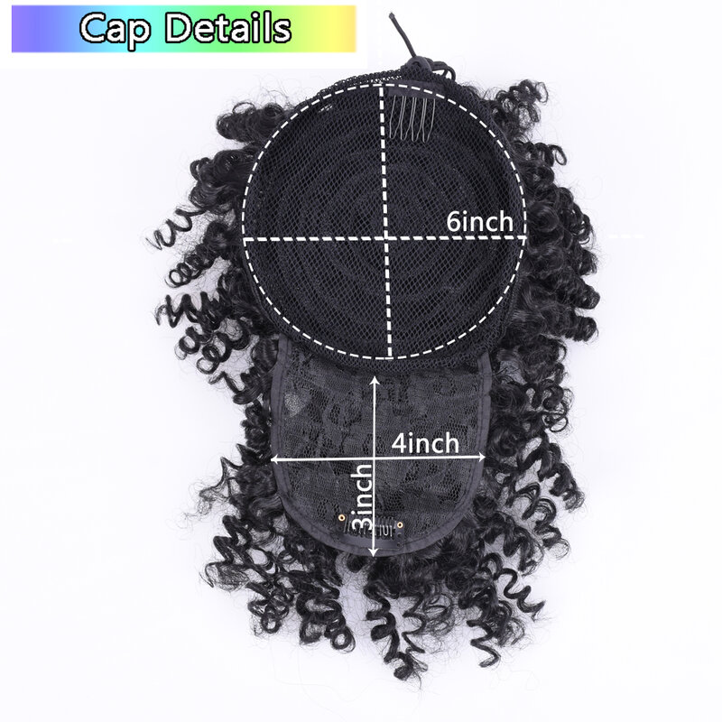 Short Kinky Curly Chignon With Bangs Synthetic Hair Bun Drawstring Ponytail Afro Puff Hairpiece For Women Clip in Hair Extension